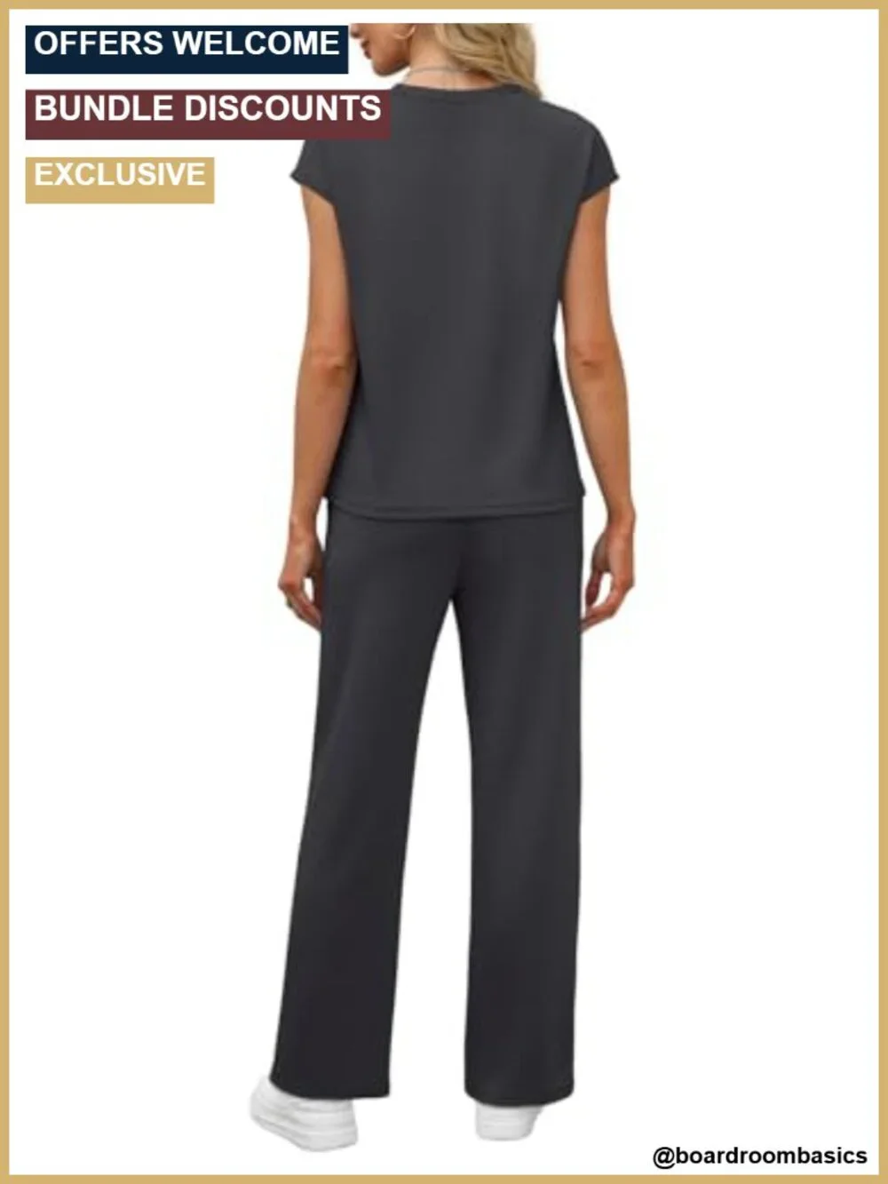 Women's 2 Piece Lounge Set with Cap Sleeve Top and Wide Leg Pants